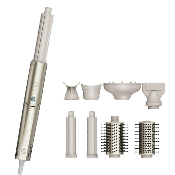 AIMILE 8-in-1 Ceramic Curling Wand Set – 1.25" with 2 Barrels, 2 Brushes & 4 Nozzles